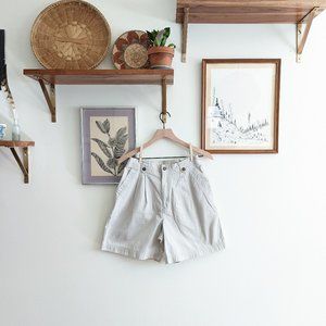 90s vintage beige cotton high rise pleated mom shorts